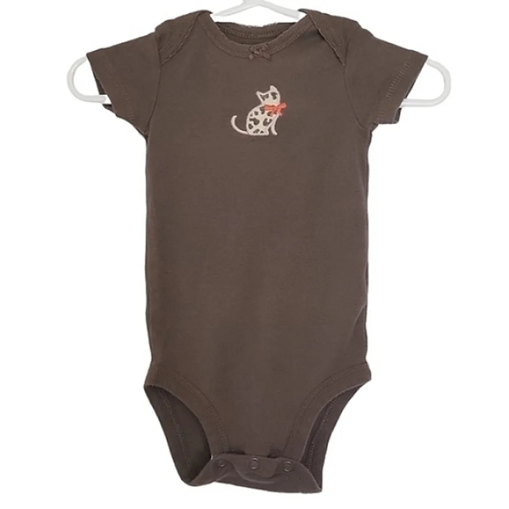 K1068 * Carter's Cat Embroidered Bodysuit Brown Size 3M